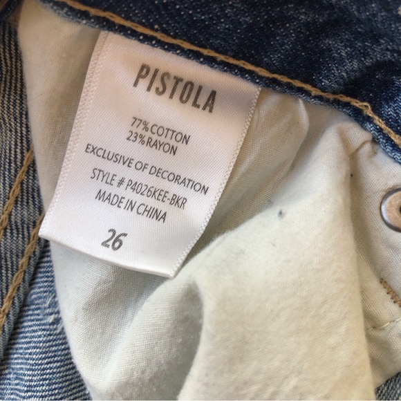 Pistola Jeans Denim Shorts Women’s Size 26 Blue Ripped Distressed Metal Chain - Picture 7 of 16